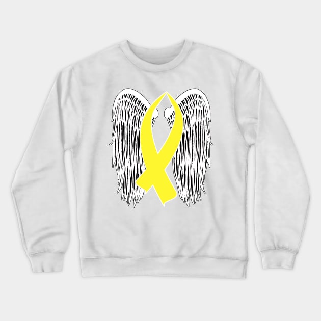 Winged Awareness Ribbon (Yellow) Crewneck Sweatshirt by BlakCircleGirl